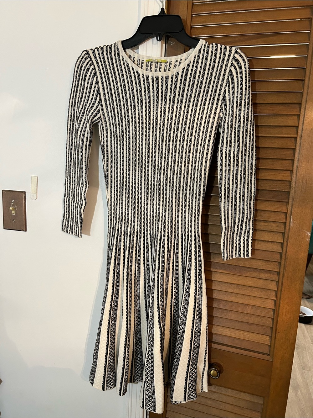 Gianni Bini Black and White Striped Knit Fit-and-Flare Dress size XS